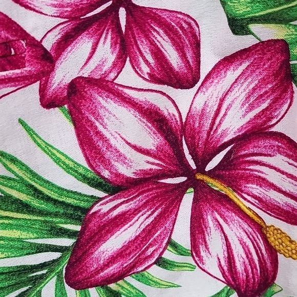 Crown & Ivy Women’s Blazer XL Hawaiian Pink Hibiscus Linen Suit Jacket Floral - Picture 7 of 9